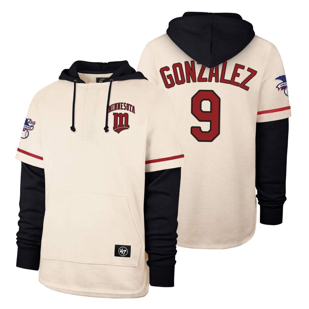 Men Minnesota Twins #9 Gonzalez Cream 2021 Pullover Hoodie MLB Jersey->minnesota twins->MLB Jersey